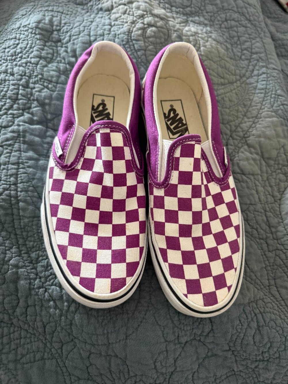 Purple/White Slip On Vans